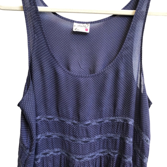 Free People Voile & Lace Trapeze Slip Dress Blue Dot S - Picture 4 of 7